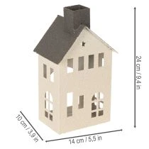 Prodotto Casetta decorativa in metallo con camino e finestra, 24 cm
