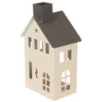 Prodotto Casetta decorativa in metallo con camino e finestra, 24 cm