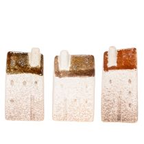 Prodotto Set di casette decorative in ceramica, casette in miniatura da posizionare in piedi, 7 cm, 3 pezzi