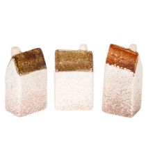 Prodotto Set di casette decorative in ceramica, casette in miniatura da posizionare in piedi, 7 cm, 3 pezzi