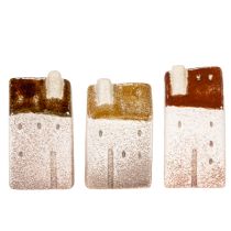 Prodotto Set di casette decorative in miniatura in ceramica, decorazione da tavolo, 9 cm, 3 pezzi