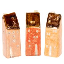 Prodotto Casetta decorativa in ceramica in miniatura con finestre, 14 cm, 3 pezzi