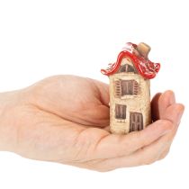 Prodotto Set di decorazioni in ceramica a forma di casetta con tetto rosso, 8 cm, 2 pezzi