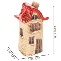Prodotto Set di decorazioni in ceramica a forma di casetta con tetto rosso, 8 cm, 2 pezzi