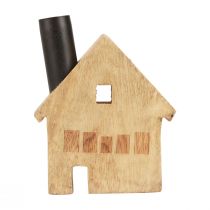 Prodotto Portacandele decorativo a forma di casa in legno, nero, 10,5×3,5×13 cm