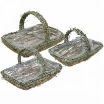 Cesto per piantare, cesto di fiori, ramoscelli di vite Shabby-Chic L42cm / 34cm / 28cm set di 3