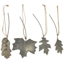 Prodotto Foglie decorative autunnali in metallo grigio argento L20cm 4 pezzi