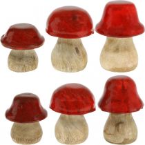 Funghi decorativi autunnali in legno Funghi di legno rossi H5-7cm 6 pezzi
