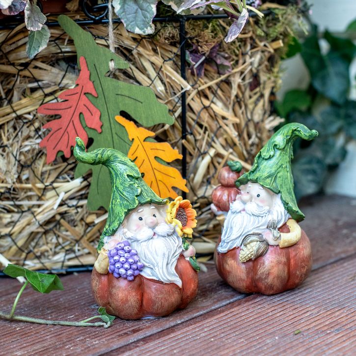 Gnomo autunnale zucca decorazione gnomo figura assortita H11,5 cm 2 pezzi