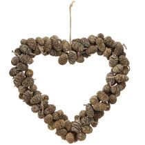 Prodotto Decorazione a forma di cuore cono di ontano bianco lavato 24cm