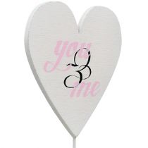 Prodotto Cuore su stecco 7 cm bianco, rosa 12 pz