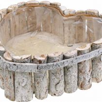Ciotola per piante, fioriere in legno, cuore per piantare B29/20,5 cm H10/9 cm set di 2