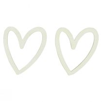 Prodotto Decorazione a forma di cuore spruzza cuori decorazione da tavolo in legno crema 4,5 cm 48 pezzi