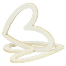 Prodotto Decorazione a forma di cuore spruzza cuori decorazione da tavolo in legno crema 4,5 cm 48 pezzi