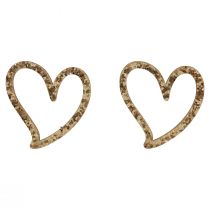 Prodotto Cuore deco spruzza cuori decorazione da tavola in legno oro 5 cm 48 pezzi