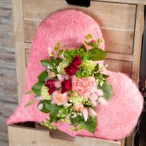 Prodotto Decorazione cuore con fibre di sisal Cuore in sisal rosa chiaro 40x40cm