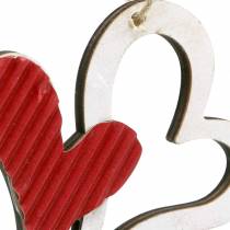 Prodotto Ciondolo cuore in legno rosso, bianco 8 cm 24 pezzi