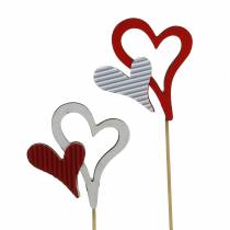 Prodotto Borchie a cuore in legno rosse, bianche 38cm 12pz