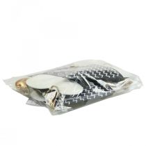 Prodotto Decorazione in metallo bianco nero a forma di cuore da appendere 7,5×11cm 4 pezzi