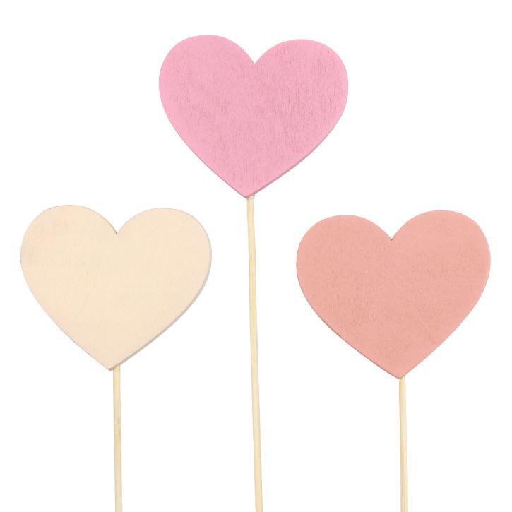 Tappo fiore Tappo decorativo cuore in legno rosa 6,5×6 cm 10pz