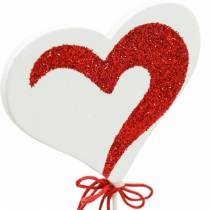 Prodotto Cuore su bastoncino cuore decorativo rosso, bianco tappo decorativo San Valentino 16 pz