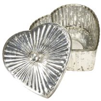 Prodotto Scatola a forma di cuore con coperchio, scatola di vetro con cuore, champagne, 15,5×15×10cm