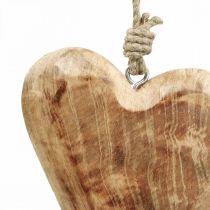 Cuore in legno cuori in legno pendente decorativo in legno di mango H14cm 3 pezzi