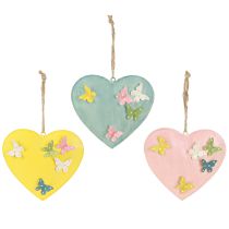 Prodotto Ciondoli decorativi a forma di cuore con farfalle per decorazioni primaverili, 10,5 cm, 3 pezzi