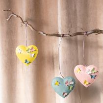 Prodotto Ciondoli decorativi a forma di cuore con farfalle per decorazioni primaverili, 10,5 cm, 3 pezzi