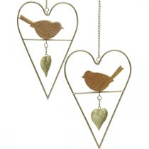 Prodotto Cuori decorativi da appendere in metallo con legno di uccelli 12×18 cm 2 pz
