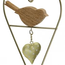 Prodotto Cuori decorativi da appendere in metallo con legno di uccelli 12×18 cm 2 pz