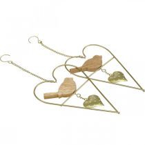 Prodotto Cuori decorativi da appendere in metallo con legno di uccelli 12×18 cm 2 pz