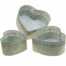 Fioriera a cuore Fioriera in metallo Vintage set di 3