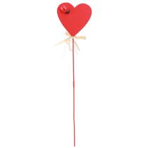 Prodotto Tappi cuore cuori decorativi rossi in legno con coccinelle 6 cm 16 pz