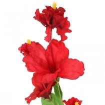 Fiore artificiale ramo di ibisco ramo rosso deco ibisco H107cm