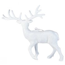 Prodotto Decorazione natalizia a forma di cervo bianco, altezza 13,5 cm, 3 pezzi