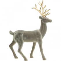 Decorativo cervo figura decorativa renna decorativa floccata grigio H46cm