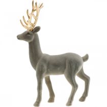 Prodotto Cervo decorativo figura decorativa renna decorativa floccata grigia H37cm