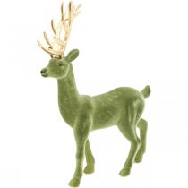 Prodotto Decorativo cervo figura decorativa renna decorativa floccata verde H37cm