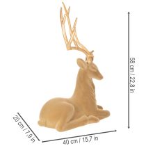 Prodotto Statuetta decorativa di un cervo sdraiato con corna, decorazione floccata, 58 cm