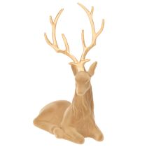 Prodotto Statuetta decorativa di un cervo sdraiato con corna, decorazione floccata, 58 cm