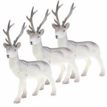 Prodotto Renna decorativa bianca con glitter – Decorazione natalizia invernale 20 cm 3 pezzi