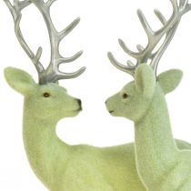 Cervo Deco Renna Verde Grigio Vitello Floccato 20 cm Set di 2