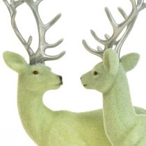 Cervo Deco Renna Verde Grigio Vitello Floccato 20 cm Set di 2