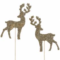 Prodotto Plug decorativo cervo glitter oro assortiti 8/10cm 18 pz