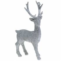 Prodotto Deco figura cervo argento glitter 25 cm x 12 cm