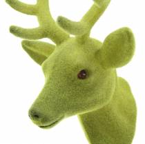 Prodotto Deco testa di cervo floccato verde muschio 10 cm x 20 cm 3 pezzi
