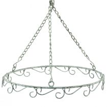 Anello decorativo in metallo da appendere bianco shabby chic Ø30cm H30cm