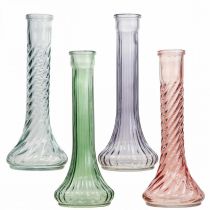 Vaso alto in vetro portafiori vintage colorato Ø10cm H23cm 4pz