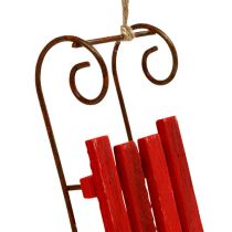 Prodotto Slitta in legno da appendere rossa 12 cm x 4,5 cm x 3,5 cm 6 pz